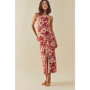 floral belted midi dress Black Floral Belted Tiered Midi Dress